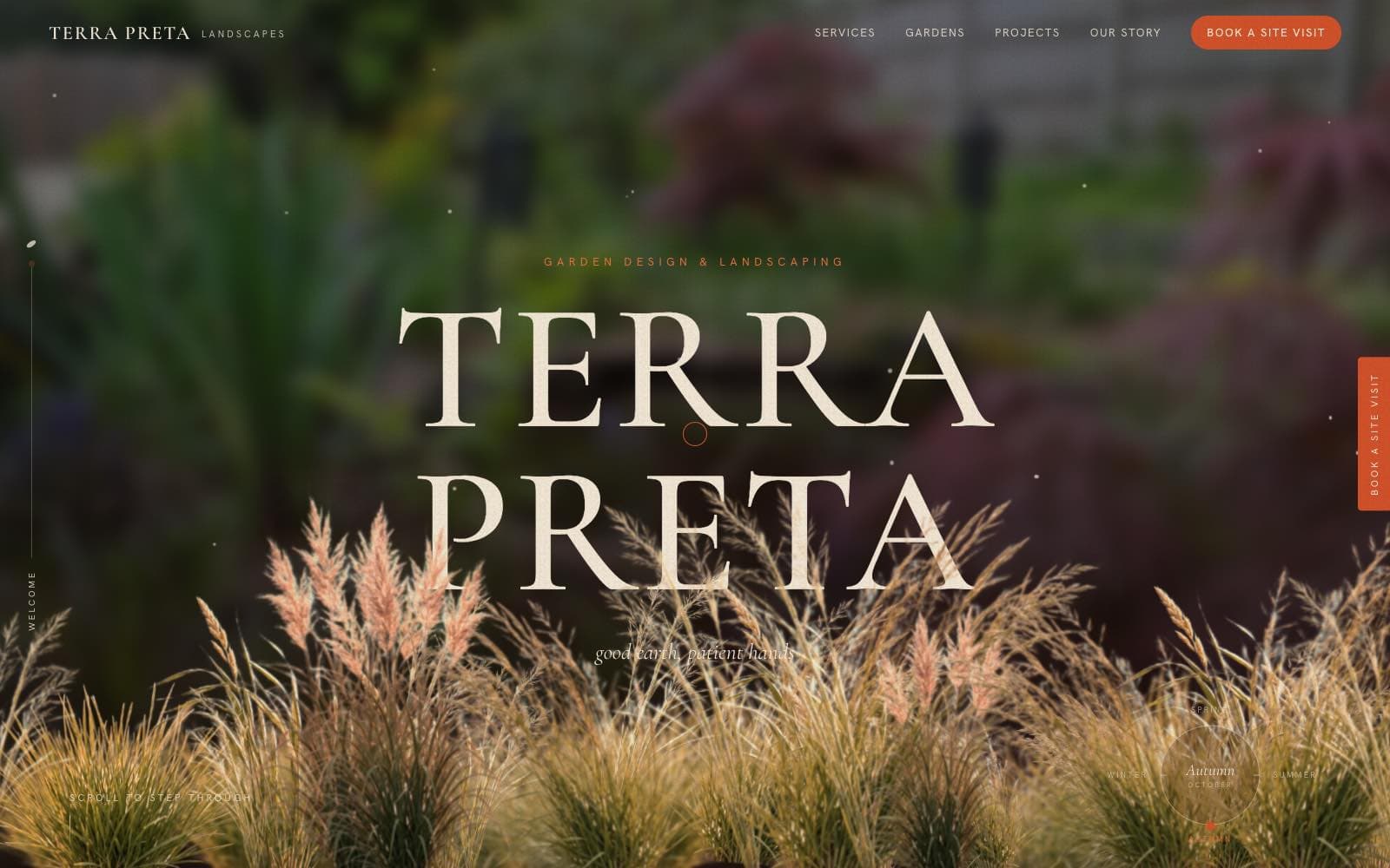 Terra Preta Landscapes: the live site's opening screen on a desktop